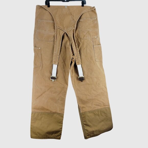 Vintage Carhartt R46 Duck Canvas  Overalls Brown 42x32 Made in USA Workwear - Picture 3 of 8